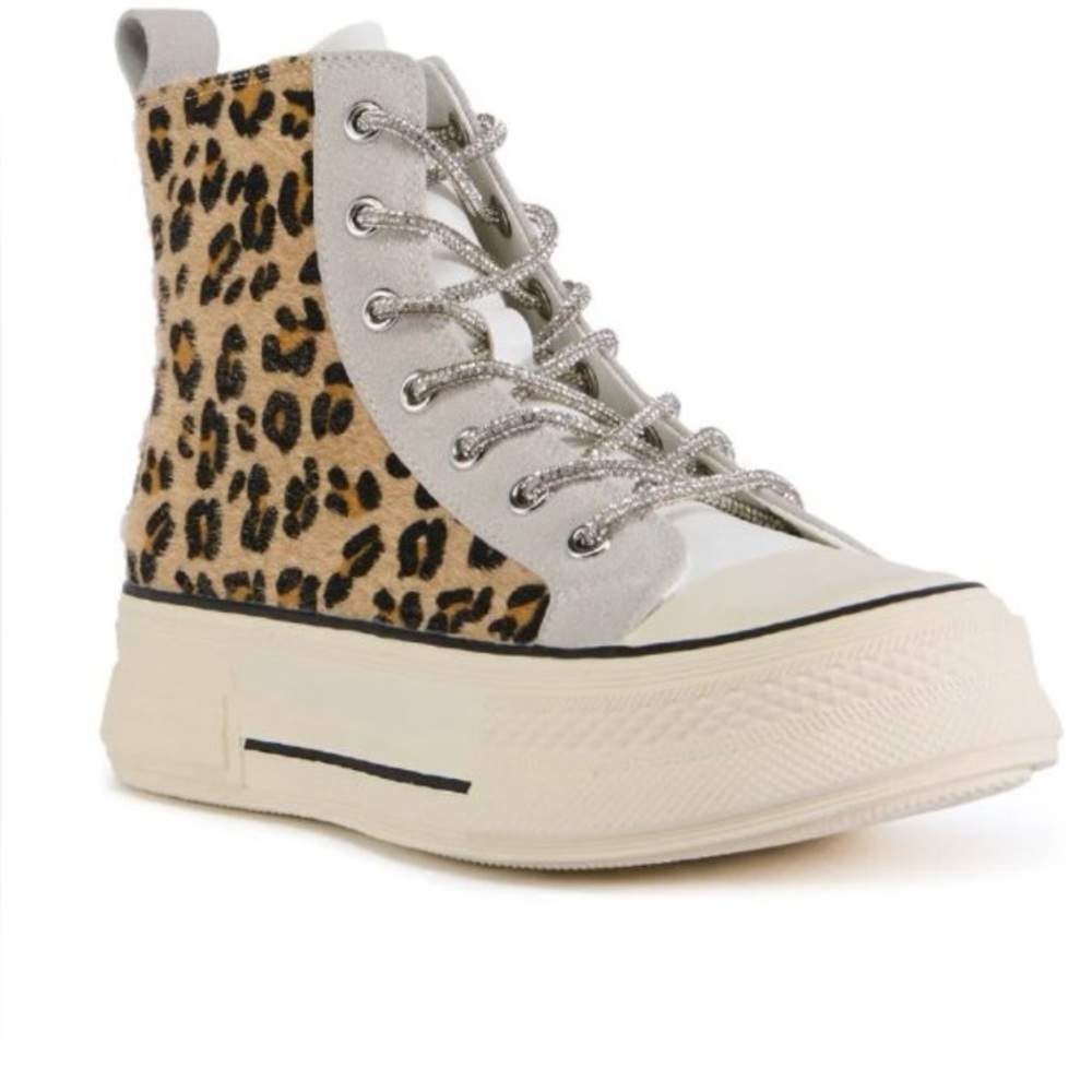 RARE/HIGH FASHION  Leopard Print High-Top Sneakers